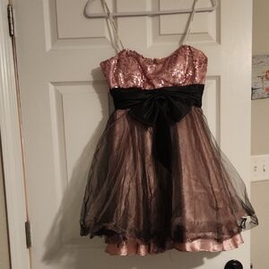 Masquerade Pink and Black Strapless Dress